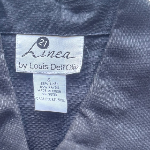 Linea Linen Black Thin Sweater Top, Top Button Closure, Long Sleeve‎ Top, Casual - Picture 2 of 4